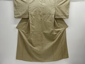 アンティーク　縞織り出し手織り真綿紬着物